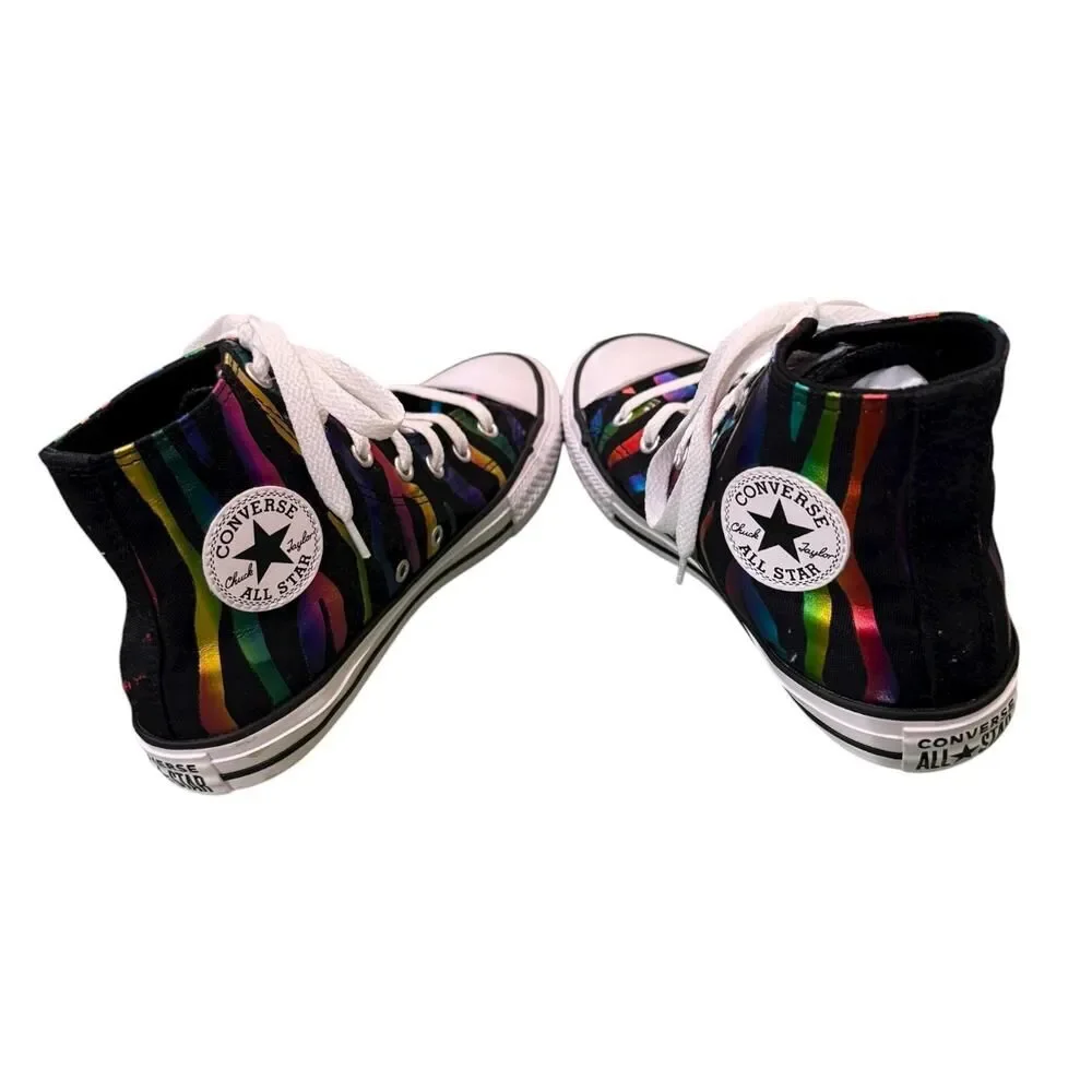 Converse All Star Black Rainbow Zebra Hi Sneakers 4